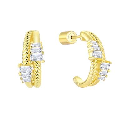 China New Arrival TRENDY Fashion Jewelry Brass Gold Plated Zircon Stud Earrings for sale