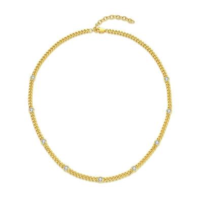 China Fashion Restriction High Quality Jewelry Brass 14K Gold Plated Cuban Link Necklace Women for sale