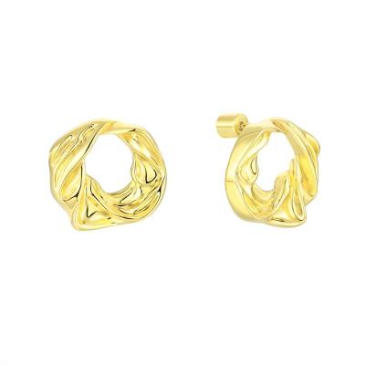 China 18K Gold Plating Female Three-Dimensional Single Twist Earrings New Brass Jewelry Wholesale FASHIONABLE for sale