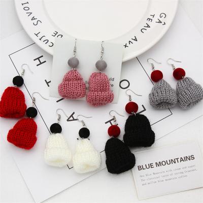 China Long Shipping E917 Autumn And Winter Lovely Wool Plush Ball Eardrop Female Christmas Hat Casual/Sporty Temperament Earrings for sale