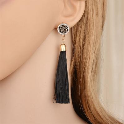 China Temperament Fashion Casual/Sporty Ear Studs Rose Individual Character Tassel Long Earrings for sale