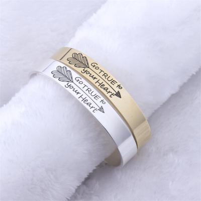 China Casual/Sporty Be True To Your Heart Bracelet For Romantic Love Alo Declaration Gold Bracelet Stainless Steel Jewelry Men Women for sale