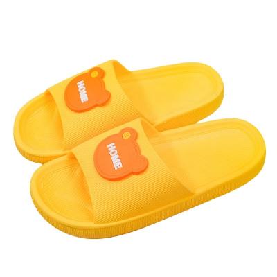 China Light Weight One piece for shipping pvc women home sandals cute cartoon bear solid color platform non-slip bathroom slippers for ladies for sale