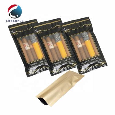 China Custom Printing Recyclable Ziplock Mylar String Prerolled Foil Blunt Packaging Resealable Bags Portable Cigar Packaging Bags for sale