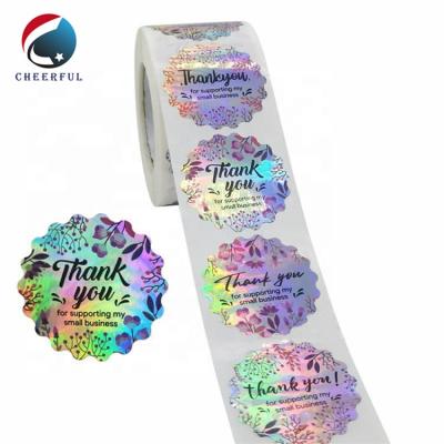 China Waterproof Holographic Hot Stamping Round Shape Thank You Labels Lip Embossed Gloss Labels Custom Sticker Printing for sale