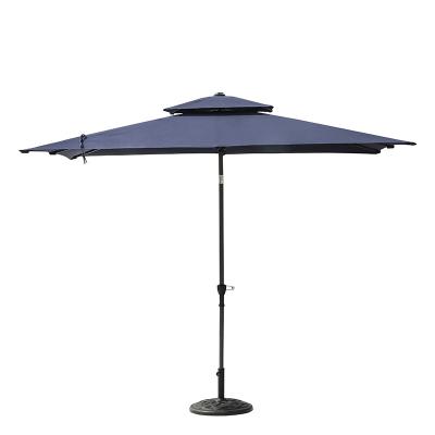 China Hot Selling Pole Modern Medium Patio Garden Khaki Umbrella With Double Layer Crank And Tilt for sale