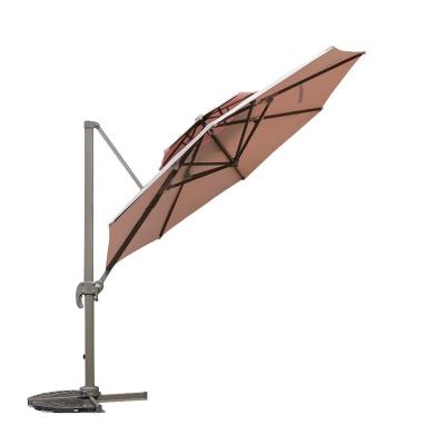 China Modern Rotatable Outdoor Side Around Double Top Roman Umbrella Poolside Parasol Good Quality Garden Furniture For Home Use for sale