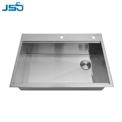 China Without Faucet Customized Square Topmount Stainless Steel Kitchen Workstation Nano Handmade Sink for sale