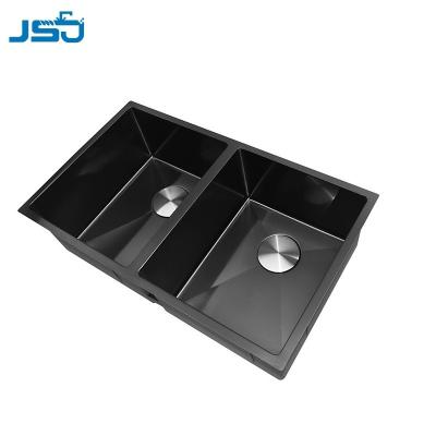 China Without Faucet Customized Nano Color Undermount Double Bowl Nano Sink Handmade Kitchen Wash for sale