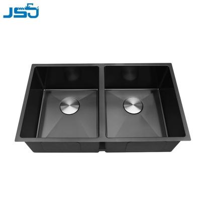 China Faucetless Easy To Clean Nano Black Stainless Steel Scratch Resistant Undermount Kitchen Sinks for sale