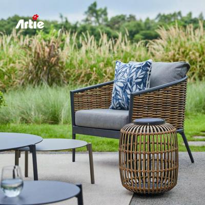 China Outdoor Weather Furniture Artie Patio Set Outdoor Wicker Furniture Luxury Handwoven Fe Rattan Garden UV Resistant Sofa for sale