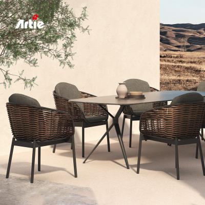 China UV Resistance Artie Luxury Outdoor Rattan Furniture Garden Patio Set UV Resistance Woven Wicker Outside Chairs for sale