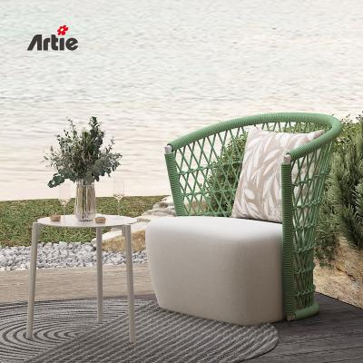 China Artie All Weather Modern Outdoor Furniture with Aluminum Frame Rope Weave Patio Dining Garden Chairs for sale