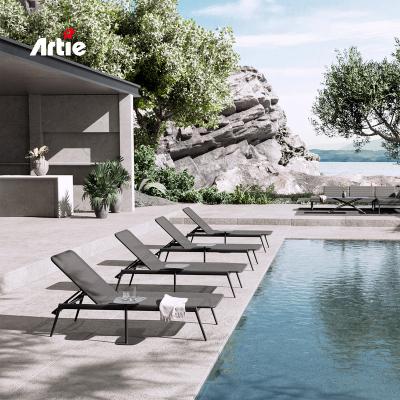 China Artie All Weather Pool Furniture Outdoor Sun Lounge Chair With Adjustable Beach Aluminum Frame for sale