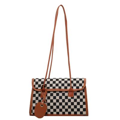 China Central Institute of Statistics 2022 New High Quality Fashion Leisure Bags Handbags Style Tote Bag Foreign Lattice Lady Bag for sale