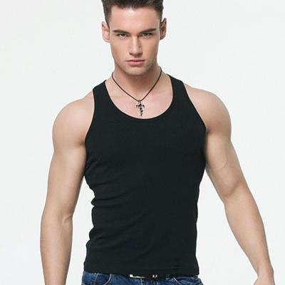 China New Wholesale Men's Solid Color Sports Fitness Beauty Knitted Tight Slim Fine Stretch Vest Anti-Shrink Ribbed Polyester Seamless Vest for sale