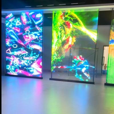 China Customized Flexible Transparent LED Film Advertising LED Display Ultra Slim Transparent Film LED Crystal Screen for Glass for sale