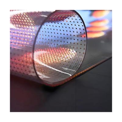 China Transparent Led screen Flexible Led Film Crystal Display screen on shopping mall windows glass Adhesive led Advertising panel for sale