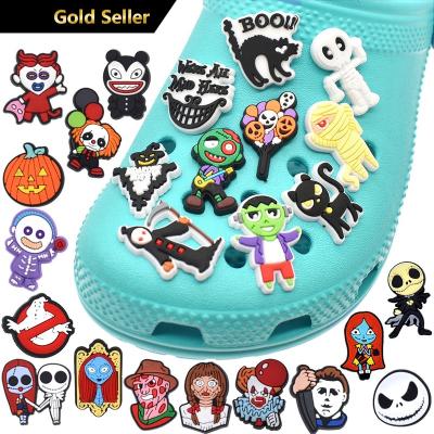 China Wholesale PVC Shoe Charms Durable And Soft Halloween Croc Character Shoes Decorations Bracelet Accessories For Kid Teens for sale