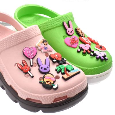 China Cute Durable And Soft Rubber Mortys Shoe Charms Clog Shoes Sandals Decorations Wristband Accessories Birthday Party Gift For Kids Teens for sale