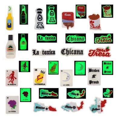 China Durable And Soft Glow In The Dark Mexican Shoe Charms Latin America Culture Character Mexican Food Croc Charm For Shoe Decoration for sale