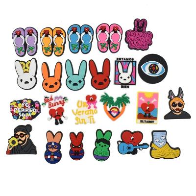 China Durable And Soft Character Evil Bunny Glowing In Dark Shoe Charms Croc Shoe Decoration Birthday Party Gift In Bulk for sale