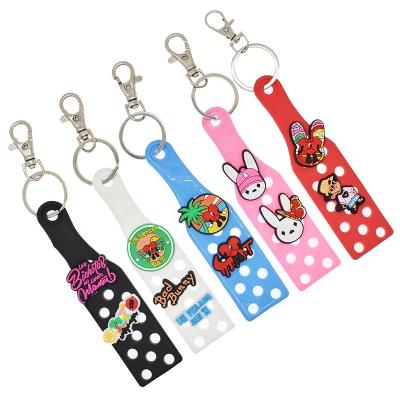 China Durable Soft PVC Key Ring Accessories Croc Charms Keychains Croc Key Chain With Hole for sale