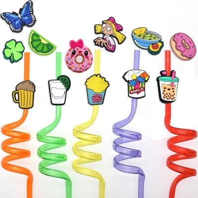 China Charming New Viable Custom Silicone Straw Topper Cover For Tumbers Wholesale Cute PVC Set Attachment Bar Cute Accessories for sale