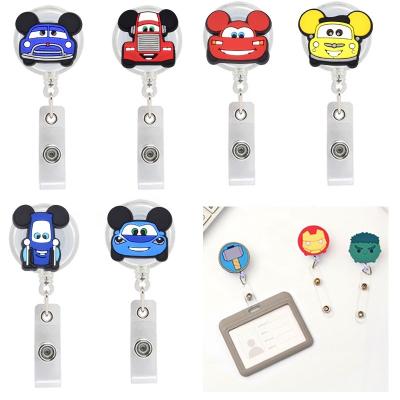 China Mix Styles Vehicle Cartoon Car Reel Badge Holder Clip Durable And Soft Madam Girl Nursing Retractable Badge Holder Reel Accessories for sale