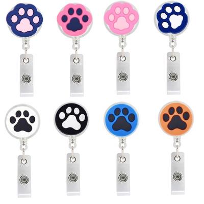 China Durable and Soft Cute Paws Prints Retractable Reel Holder for Teacher Badge Reel Children's Gift Reel Badge Holder Accessories for sale