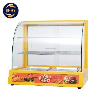 China Factory direct sales electric heating warmer showcase 660*460*600 commercial shelf glass insulation cabinet cooked food display for sale