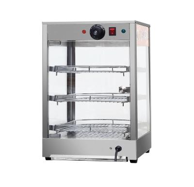 China Cooked Food Warmer Display Showcase Commercial Tray Insulation Electric Heating Glass Cabinet 350*420*520 for sale