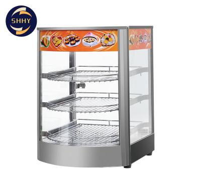 China Cooked Food Warmer Display Showcase Commercial Tray Insulation Electric Heating Glass Cabinet 350*420*520 for sale