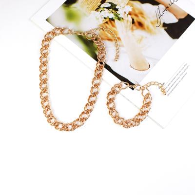 China Wholesale Design Punk Pendant Jewelry Necklace Earring Elegant Metal Women Famous Brands Sets For Party for sale