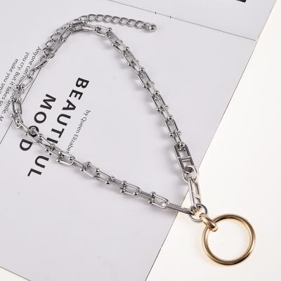 China Retro Hyperbole Drop Shipping Fashion Metal Jewelry Set Buckle Neck Chain Alloy Brief Around Necklace Set Pendant for sale