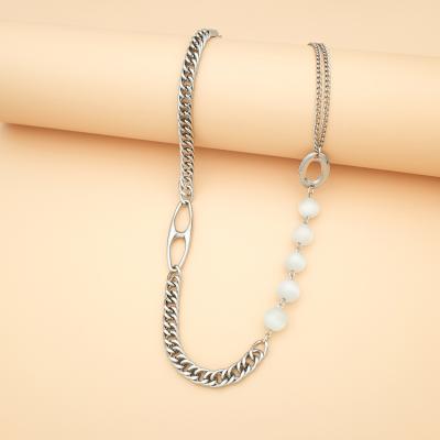 China Hot Punk - Selling Cymophane Necklace Chain White Pearl Cuban Necklace For Men for sale