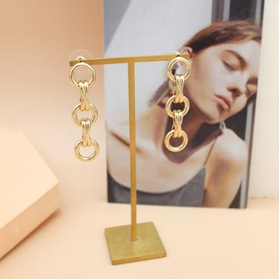 China 2021 Hiphop Earing Women Jewelry Luxury Waterproof Hypoallergenic 18k Gold Plated Thick Restriction Link Chain Earrings for sale