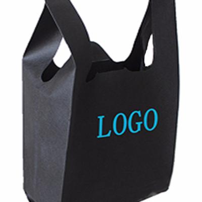 China Eco - Friendly Black Tote Bag , Eco Friendly Customized Shopping Non Woven Supermarket T Shirt Bags Supplier for sale