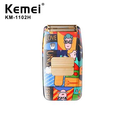 China Fashion Twin Blade Kemei KM-1102H Electric Shaver Men's Twin Blade Electric Shaver For Men Personalized Graffiti Hair Shaving Machine for sale