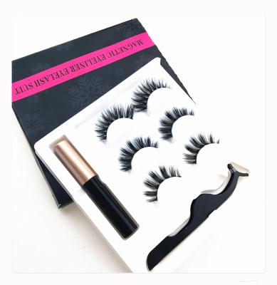 China Easy to wear without glue mink eyelash wholesale seller private label magnetic eyeliner with magnetic 3d eyelashes for sale