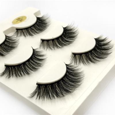 China Comfortable 3Pairs/Set Wear Packed Korean Silk Eyelashes 3D Eyelash Extens 25mm Private Label Silk Cosmetics for sale