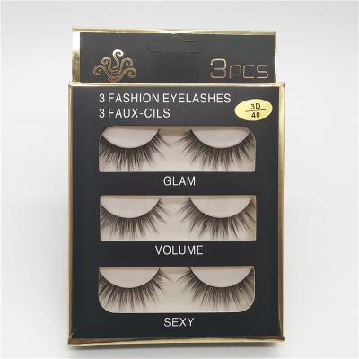 China Vegan Friendly Most Beauty 3 Pack Custom Lashes & Fake Lashes 3D Silk Lashes OEM Tweezers for sale