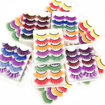 China Vegan Friendly 3D Color Lashes Extension Lashes 5 Pairs Per Box Many Styles In Colored Lashes for sale