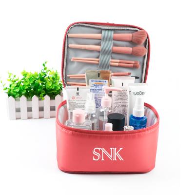 China Large Capacity Double Layers Travel Transparent Toiletry Make Up Bag Customized Makeup Bag Portable Clear Cosmetic Bag With Makeup Brush Holder for sale