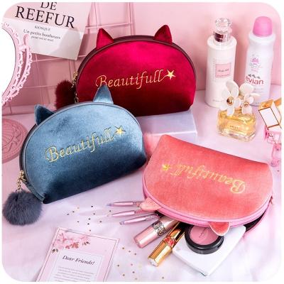 China Wholesale Custom Organizer Bag, Private Label Rose Embroidery Durable Factory ShapeTravel Luxury Cosmetic Bags+ Velvet for sale