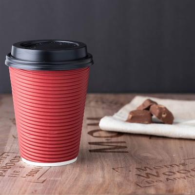 China 8oz 12oz 16oz 100% Biodegradable Plastic Logo Disposable Takeaway Ripple Wall Free Custom Paper Cup Paper For Coffee Cups for sale