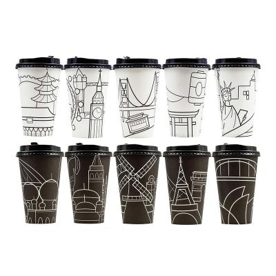 China 8oz 12oz 16oz BIO Customized Printing Double Wall Disposable Coffee Paper Cup Eco-Friendly Disposable Cups for sale