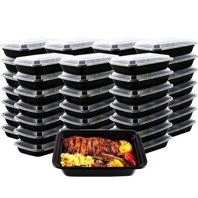 China OEM ODM Desechable 32OZ Black Safe Disposable Plastic Microwavable Bento Lunch Box Freezer for sale