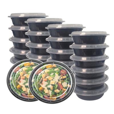 China Black Round Microwavable Stackable Disposable OEM ODM Plastic Food Microwavable Storage Container Contenedor de comida 37OZ for sale