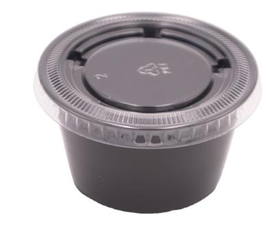 China Single Wall Black Plastic Disposable Sauce Cup Packaging Containers With Lids for sale